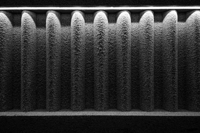 Close-up of dust built up on a pleated air filter